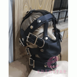Real Leather Muzzle Mask Harness In Soft Leather (Black) Bondage