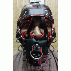 100% Real Leather Gear Face Hood Slave Extreme Bondage Muzzle with D-rings