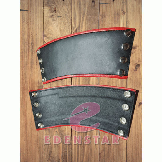 MEN'S GENIUNE LEATHER ARMBAND WITH RED PIPPING