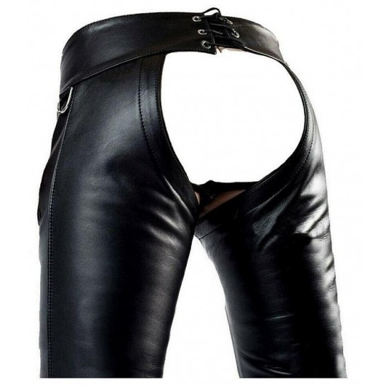 Men Genuine Leather Convertible Chaps Pants Adult