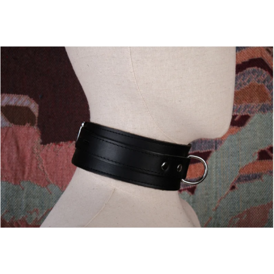 Heavy cowhide collar choker with D ring and lock/Real Leather choker necklace harness for women or men sub/BDSMmcollar leash/Punk choker