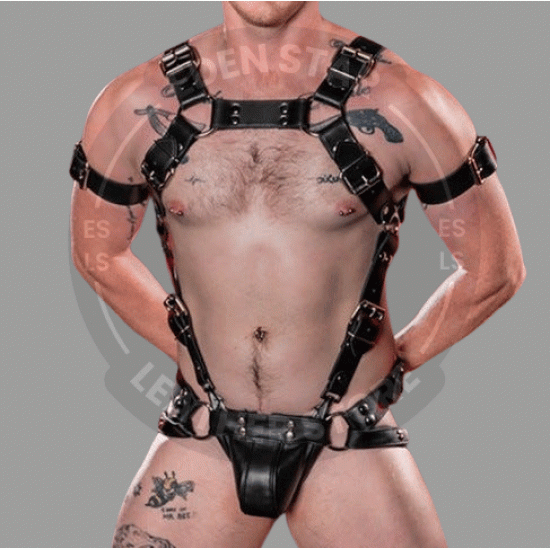 Men's Leather Full Body Harness with jockstrap, Leather Chest Armor Buckles Adjustable Strap Belt Club Costume Gay Leather Harness jockstrap Men's Leather Full Body Harness with jockstrap, Leather Chest Armor Buckles Adjustable Strap Belt Club Costume Gay Leather Harness jockstrap