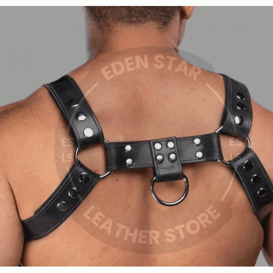 Black Leather with Black Piping Chest Harness and Jockstrap | Gay Adult Harness | BDSM Bondage Harness Jockstrap | Club Wear Costumes Harness Black Leather with Black Piping Chest Harness and Jockstrap | Gay Adult Harness | BDSM Bondage Harness Jockstrap | Club Wear Costumes Harness