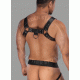 Black Leather with Black Piping Chest Harness and Jockstrap | Gay Adult Harness | BDSM Bondage Harness Jockstrap | Club Wear Costumes Harness Black Leather with Black Piping Chest Harness and Jockstrap | Gay Adult Harness | BDSM Bondage Harness Jockstrap | Club Wear Costumes Harness