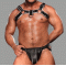  Genuine Leather Harness With Jockstrap | Muscular Leather Look Harness Plus Jockstrap With White Piping