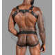Seductive Hot Black Genuine Leather Harness and Jockstrap with Black Piping- chest harness jockstrap Seductive Hot Black Genuine Leather Harness and Jockstrap with Black Piping- chest harness jockstrap