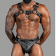 Seductive Hot Black Genuine Leather Harness and Jockstrap with Black Piping- chest harness jockstrap Seductive Hot Black Genuine Leather Harness and Jockstrap with Black Piping- chest harness jockstrap