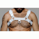 Men's Real White Leather Bulldog Chest Harness with White Accessory - Handcrafted Bulldog Harness - Plus Size Options - Edgy Leather Outfit Men's Real White Leather Bulldog Chest Harness with White Accessory - Handcrafted Bulldog Harness - Plus Size Options - Edgy Leather Outfit