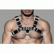 Men's Real Black Leather Bulldog Chest Harness with White Accessory - Handcrafted Bulldog Harness - Plus Size Options - Edgy Leather Outfit Men's Real Black Leather Bulldog Chest Harness with White Accessory - Handcrafted Bulldog Harness - Plus Size Options - Edgy Leather Outfit