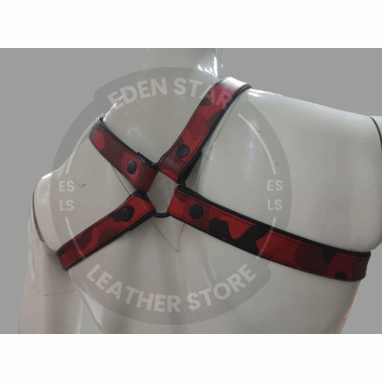 BDSM Printed Leather X Harness - Adjustable and Comfortable Bondage Gear - Premium Fetish and Play Gear for Kink Enthusiasts BDSM Printed Leather X Harness - Adjustable and Comfortable Bondage Gear - Premium Fetish and Play Gear for Kink Enthusiasts