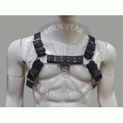 Men's Leather Chest Harness with Detachable Back Handle - Kink Friendly - Adjustable BDSM Gear - Perfect for Cosplay or Roleplay
