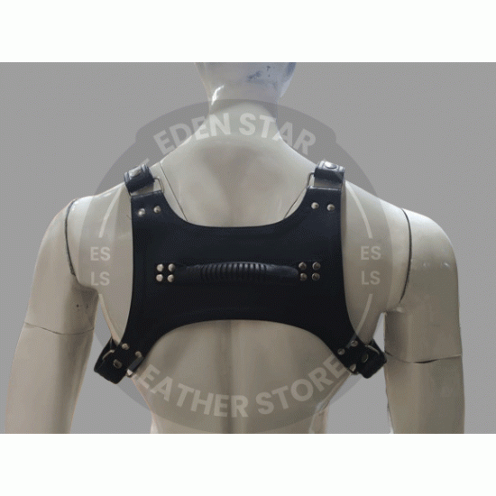 Men's Leather Chest Harness with Detachable Back Handle - Kink Friendly - Adjustable BDSM Gear - Perfect for Cosplay or Roleplay Men's Leather Chest Harness with Detachable Back Handle - Kink Friendly - Adjustable BDSM Gear - Perfect for Cosplay or Roleplay