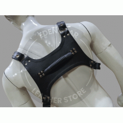 Men's Leather Chest Harness with Detachable Back Handle - Kink Friendly - Adjustable BDSM Gear - Perfect for Cosplay or Roleplay