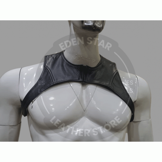 Men's Leather Chest Harness with Front Zip Closure - Leather Open Design for Cosplay - Leather Fetish Gear - BDSM Gear Men's Leather Chest Harness with Front Zip Closure - Leather Open Design for Cosplay - Leather Fetish Gear - BDSM Gear