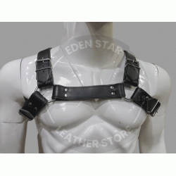 Men's Leather Chest Harness with Detachable Back Handle - Kink Friendly - Adjustable BDSM Gear - Perfect for Cosplay or Roleplay