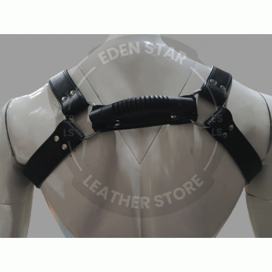 Men's Leather Chest Harness with Detachable Back Handle - Kink Friendly - Adjustable BDSM Gear - Perfect for Cosplay or Roleplay Men's Leather Chest Harness with Detachable Back Handle - Kink Friendly - Adjustable BDSM Gear - Perfect for Cosplay or Roleplay
