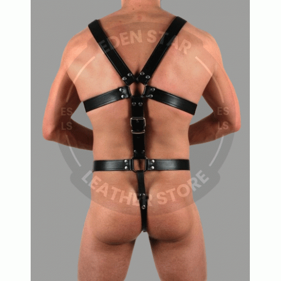 black Leather FULL BULLDOG HARNESS with silver or black snap and ring - Men leather harness - O Ring harness Without Jockstrap - BDSM Harness black Leather FULL BULLDOG HARNESS with silver or black snap and ring - Men leather harness - O Ring harness Without Jockstrap - BDSM Harness
