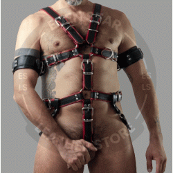 Men's Full Body Leather Harness for Fetish Play - Bondage Harness for Gay Adults - Leather Fetish Gear - Gay Adult Play - Erotic Wear