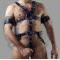  Gay Body Harness - Men's Leather Bondage Harness with Adjustable Buckles - Adult Fetish Wear with Buckles - Fetish and Kink Wear