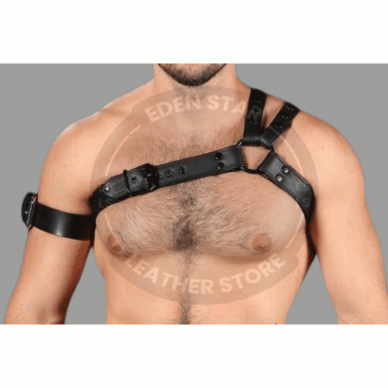Men’s Handmade Black Real Genuine Leather Adjustable Cross Chest Bluff Harness Real Leather Black Tri Harness Men’s Handmade Black Real Genuine Leather Adjustable Cross Chest Bluff Harness Real Leather Black Tri Harness