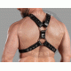 Genuine Y Leather Mens harness, Black Chest Harness with Buckles, Club Wear, Brutal harness, Valentines gift for him, Halloween Costume