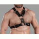 Genuine Y Leather Mens harness, Black Chest Harness with Buckles, Club Wear, Brutal harness, Valentines gift for him, Halloween Costume