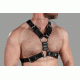 Genuine Y Leather Mens harness, Black Chest Harness with Buckles, Club Wear, Brutal harness, Valentines gift for him, Halloween Costume
