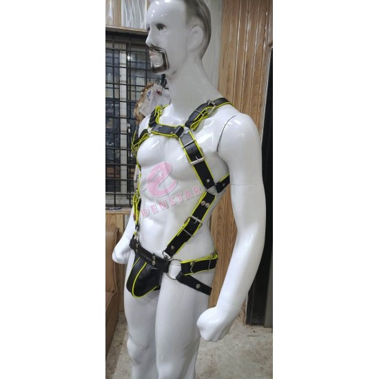 Men's Leather Harness Body Chest Armor Buckles Adjustable Strap Belt Club Costum