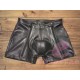 Men's Leather Black Short Front Back Zipper jock Short Chaps gay men biker thong