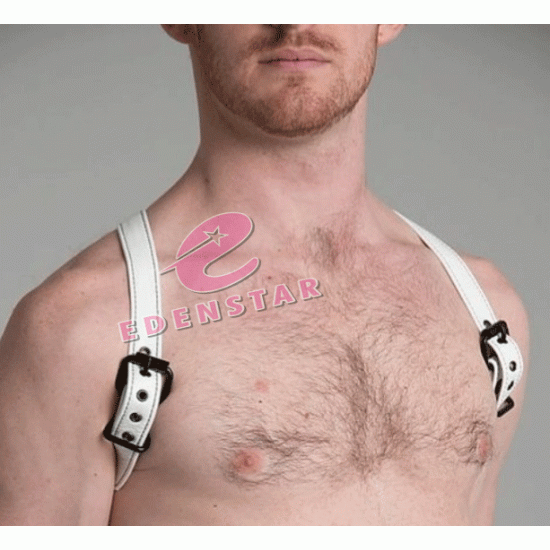 MEN Genuine Leather Adjustable shoulder Harness Chest Strap Half Harness Club-Wear Costume