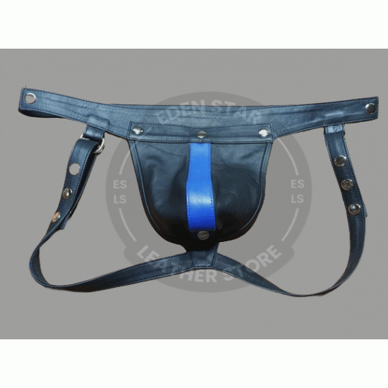 Men's Genuine Black & Blue Leather Jockstrap, Men Leather Thong, Cod-piece Jockstrap, BDSM Bondage Jockstrap Men's Genuine Black & Blue Leather Jockstrap, Men Leather Thong, Cod-piece Jockstrap, BDSM Bondage Jockstrap