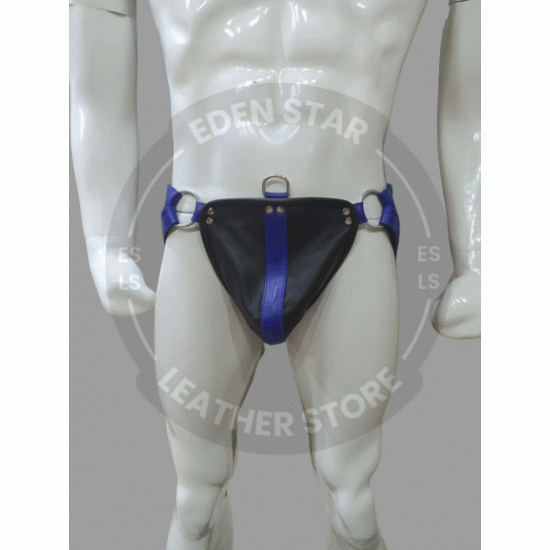 Men's 100% Genuine Black & Blue Leather Jockstrap, Men Leather Thong, Cod-piece Jockstrap, Fetish Underwear, BDSM Bondage Jockstrap Men's 100% Genuine Black & Blue Leather Jockstrap, Men Leather Thong, Cod-piece Jockstrap, Fetish Underwear, BDSM Bondage Jockstrap
