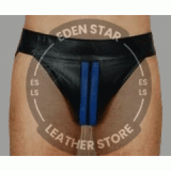 Men's Leather Jockstrap with Stripes, Breathable and Soft, Lederhosen Jockstrap-Leder Pants, Gay Thong, Leather Slip String