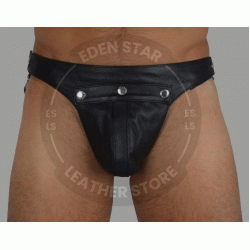 Men's Real Black Leather Jockstrap - Erotic Leather Underwear for Men - Lederhosen Jockstrap - Gay Adult Thongs for men