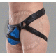 Men's Adjustable Black Leather Jockstrap with Blue Accents - Comfortable and Stylish Men's Adjustable Black Leather Jockstrap with Blue Accents - Comfortable and Stylish