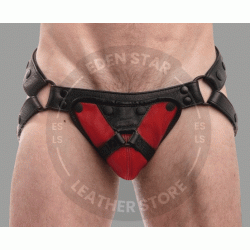 Men's Leather Jockstrap with Metallic Accents - Edgy, Comfortable, and Stylish Underwear