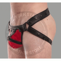 Men's Leather Jockstrap with Metallic Accents - Edgy, Comfortable, and Stylish Underwear