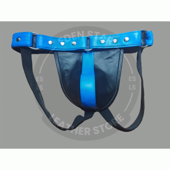 Black & Blue Leather Jockstrap - Handmade Men's Underwear - Erotic Wear - Fetish Fashion Black & Blue Leather Jockstrap - Handmade Men's Underwear - Erotic Wear - Fetish Fashion