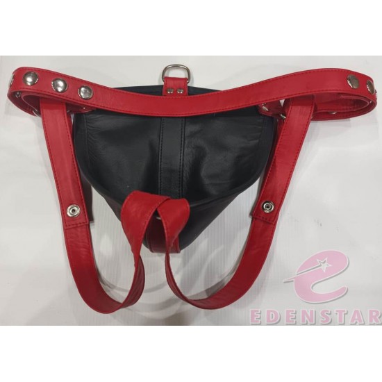 Men's Genuine Leather Jockstrap Underwear Briefs Thong adjustable waist men jockstrap