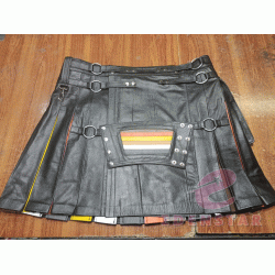 Men's Leather Gay Pride Flag Kilt Pocket Pouch Granted Cultural Man 