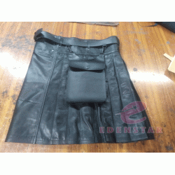 Men's Genuine Leather Kilt waist Belt & Accessory Pouch black 100% Granted Cultural Men