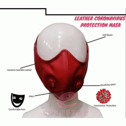 Men's Genuine Night Vision Red Leather Corona virus  Protected Mask with Breathing Space 