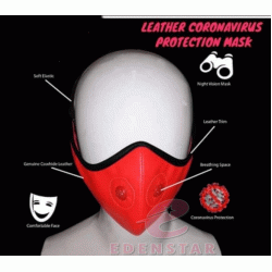 Men's Genuine Leather Night Vision Red Leather Corona virus  Protected Mask with Breathing Space 
