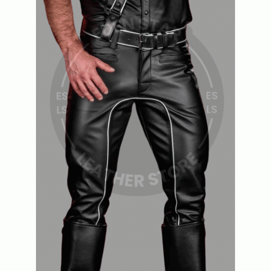 Men Genuine Cowhide Skin Leather pants Men's Real Leather Trouser Pants Leather Jeans Black Pants Gift for Men - Handmade Real Leather pants