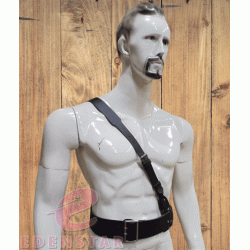 Men's Genuine Leather Sam Browne Belt with Shoulder Strap 
