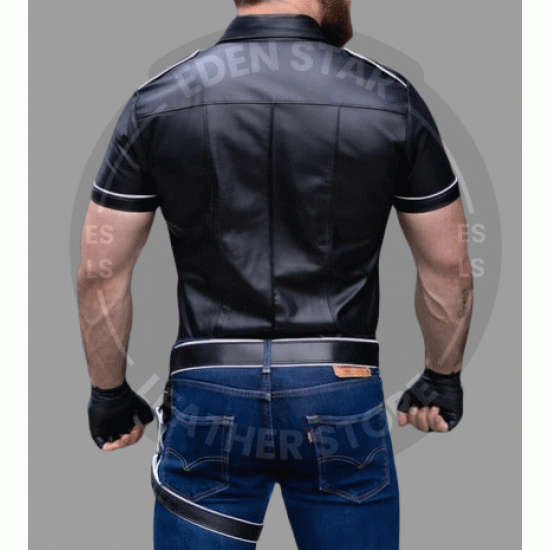Men Classic Style half Sleeve Leather Shirt Black Leather Shirt Gift for Him, Genuine Leather Shirt - Handmade Real Leather Shirt Men Classic Style half Sleeve Leather Shirt Black Leather Shirt Gift for Him, Genuine Leather Shirt - Handmade Real Leather Shirt