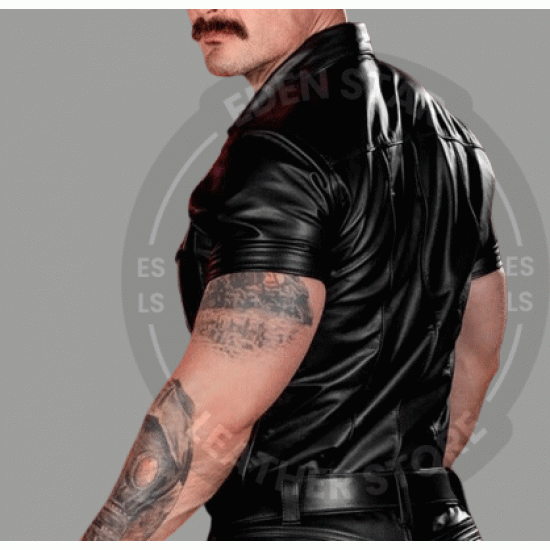 Genuine Leather Men's Half Sleeve Shirt-Black Leather Shirt-Handmade Real Leather Formal Shirt- Casual Shirt-Men's Leather Shirt-Gym Shirt Genuine Leather Men's Half Sleeve Shirt-Black Leather Shirt-Handmade Real Leather Formal Shirt- Casual Shirt-Men's Leather Shirt-Gym Shirt