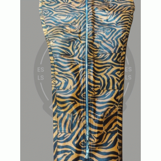Tiger Printed Leather Sleep Sack for Full Body Restraint - BDSM Bondage Gear - Leather Fetish Wear - Kink Accessories - Kink Friendly Tiger Printed Leather Sleep Sack for Full Body Restraint - BDSM Bondage Gear - Leather Fetish Wear - Kink Accessories - Kink Friendly