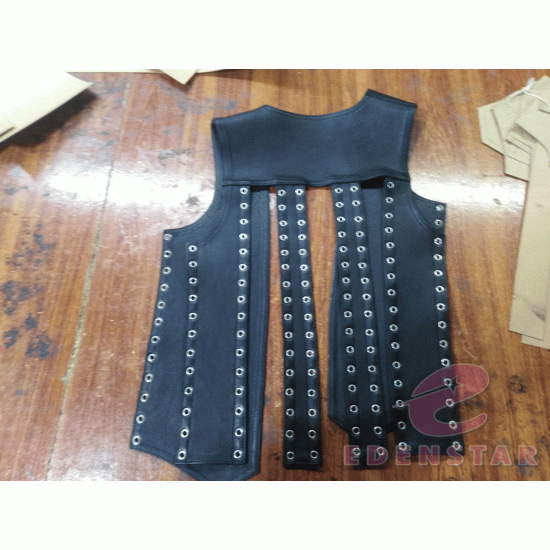 New Genuine Leather Bar vest Lace Up Style Top Open Front Sleeveless Fetish Gay