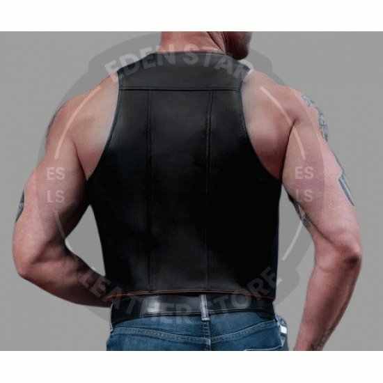 Men's Leather Chest Cosplay Motorcycle Vest - Sleeveless Leather Top for Stylish Men Leather Bar Vest for Men - Open Front Leather Vest Men's Leather Chest Cosplay Motorcycle Vest - Sleeveless Leather Top for Stylish Men Leather Bar Vest for Men - Open Front Leather Vest